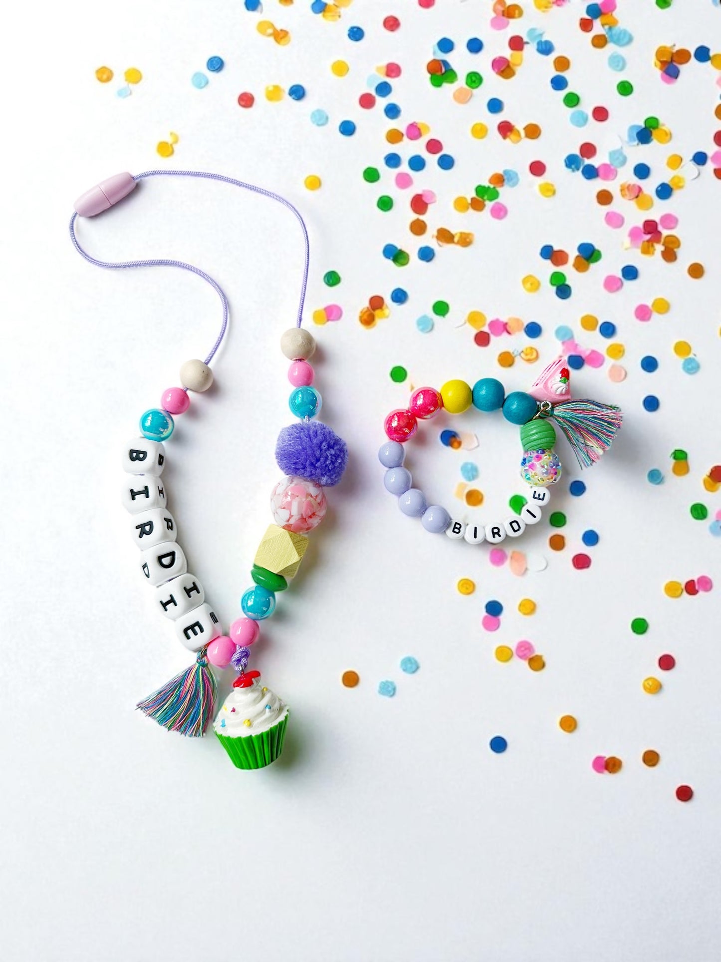 Personalized Cupcake Name Birthday Necklace