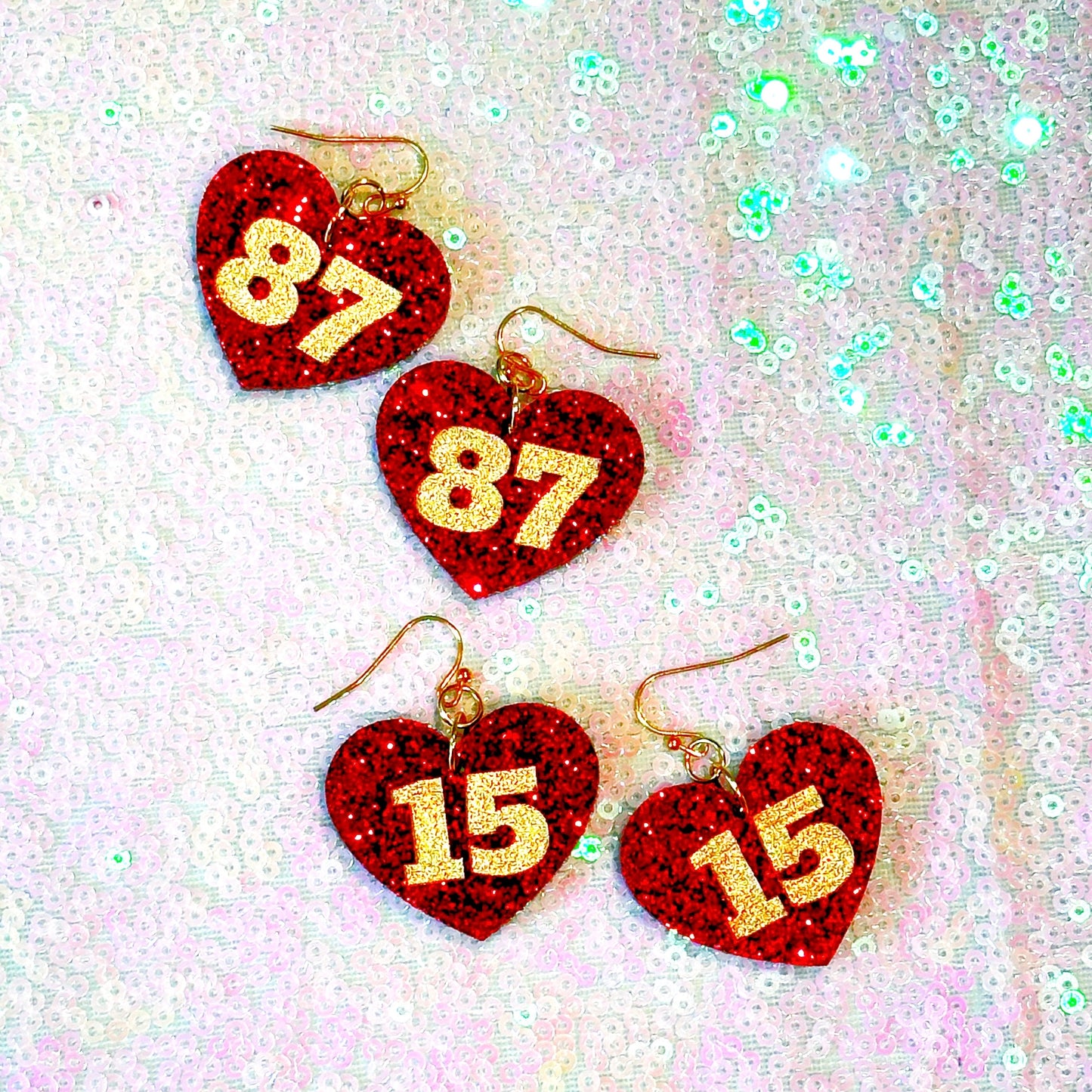 KC Glitter Number Hearts