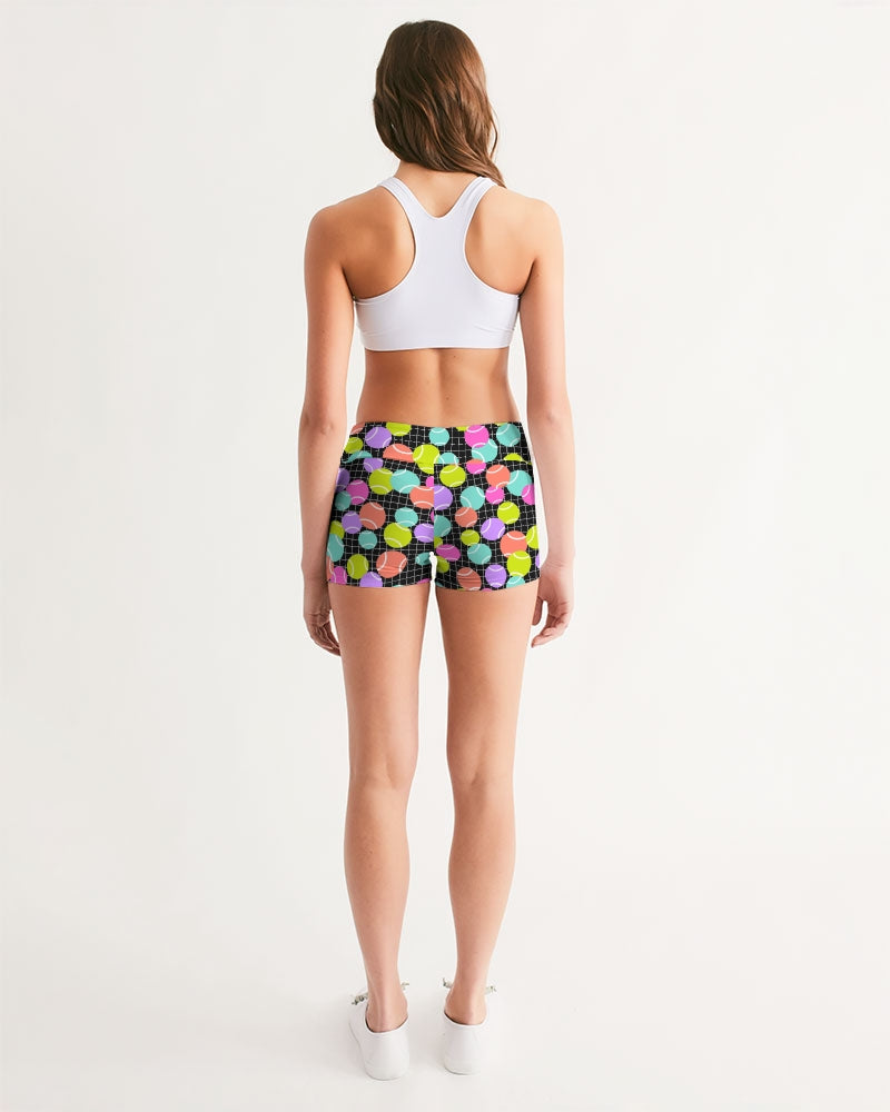 Multi-color Tennis Ball Women's Mid-Rise Shorts