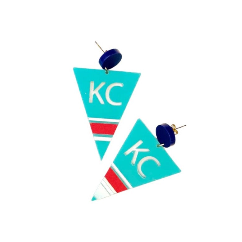 KC Aqua and Red Pennant Dangles