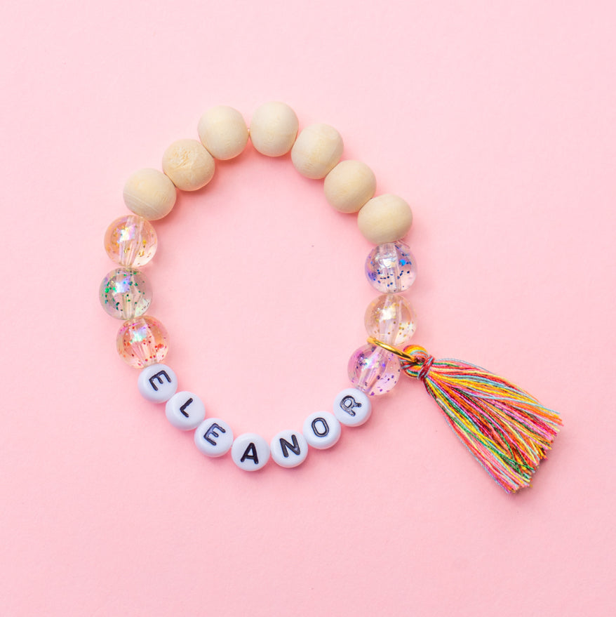 Rainbow Glitter Name Bracelet - Party Pack of 10