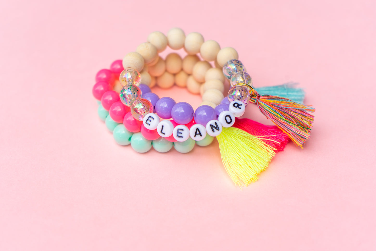 Rainbow Glitter Name Bracelet - Party Pack of 10