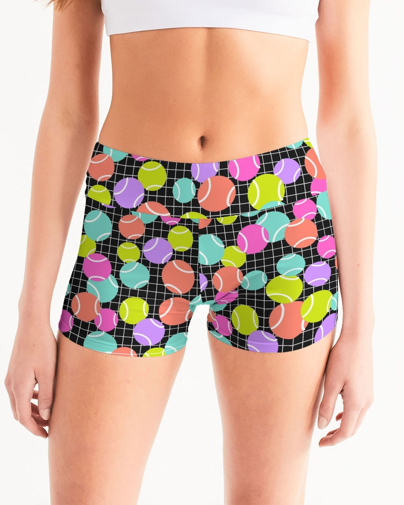 Multi-color Tennis Ball Women's Mid-Rise Shorts