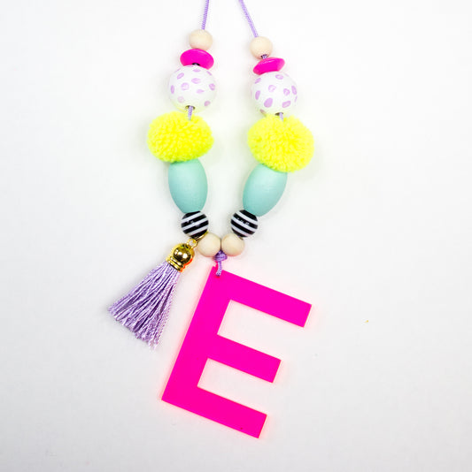 Neon Pink Monogram Necklace
