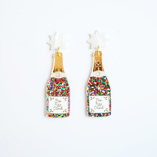 Pop Fizz Clink Earrings - Rainbow confetti