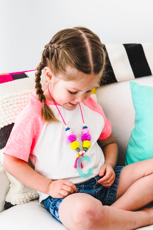 Neon Pink Monogram Necklace
