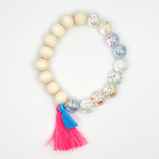 Glitter Bead Letter Bracelet