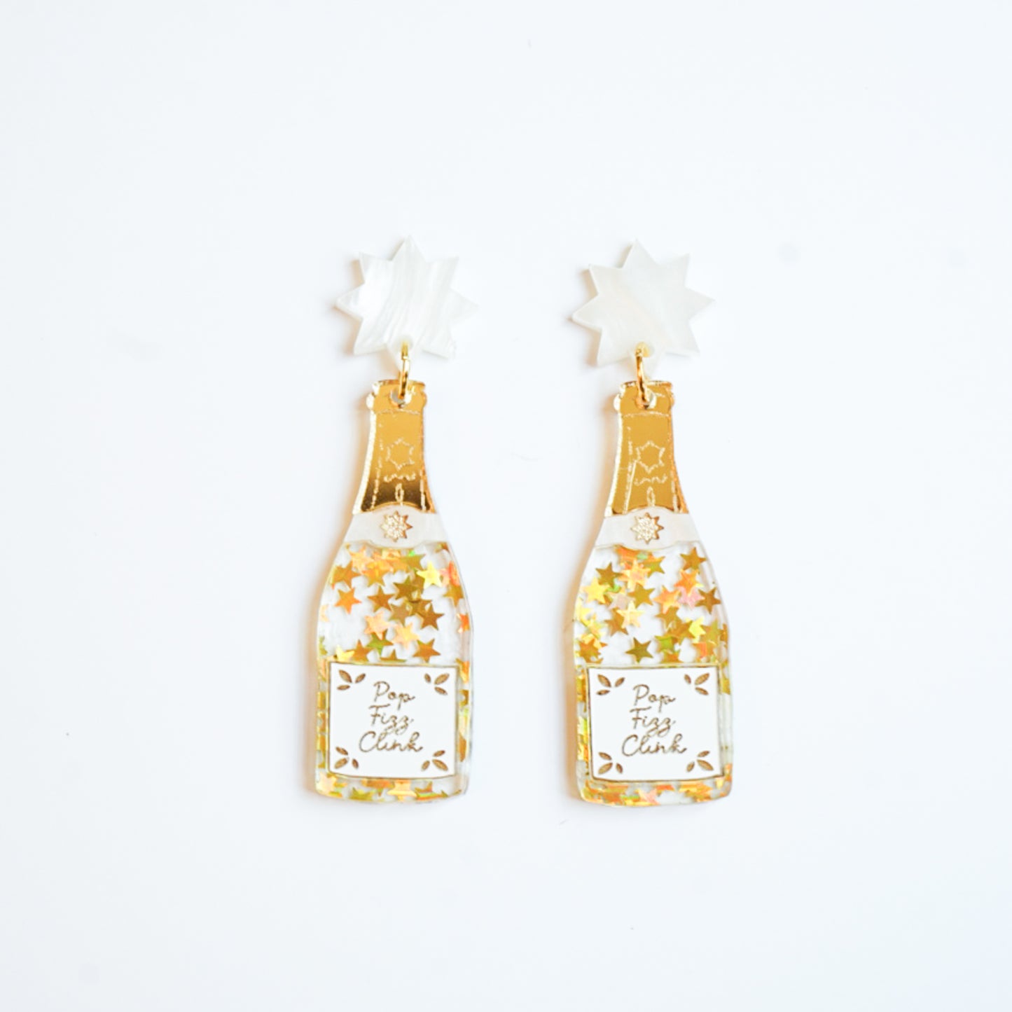 Pop Fizz Clink Earrings - gold stars