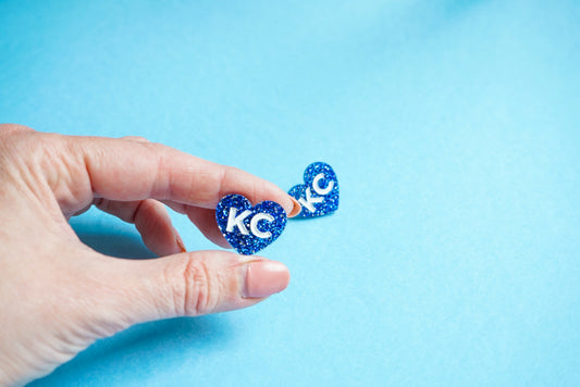 KC Blue Heart Studs