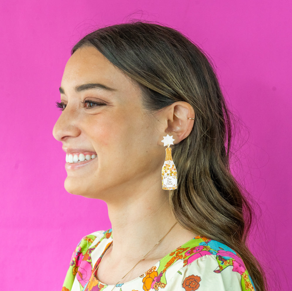 Pop Fizz Clink Earrings - gold stars