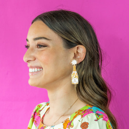 Pop Fizz Clink Earrings - gold stars