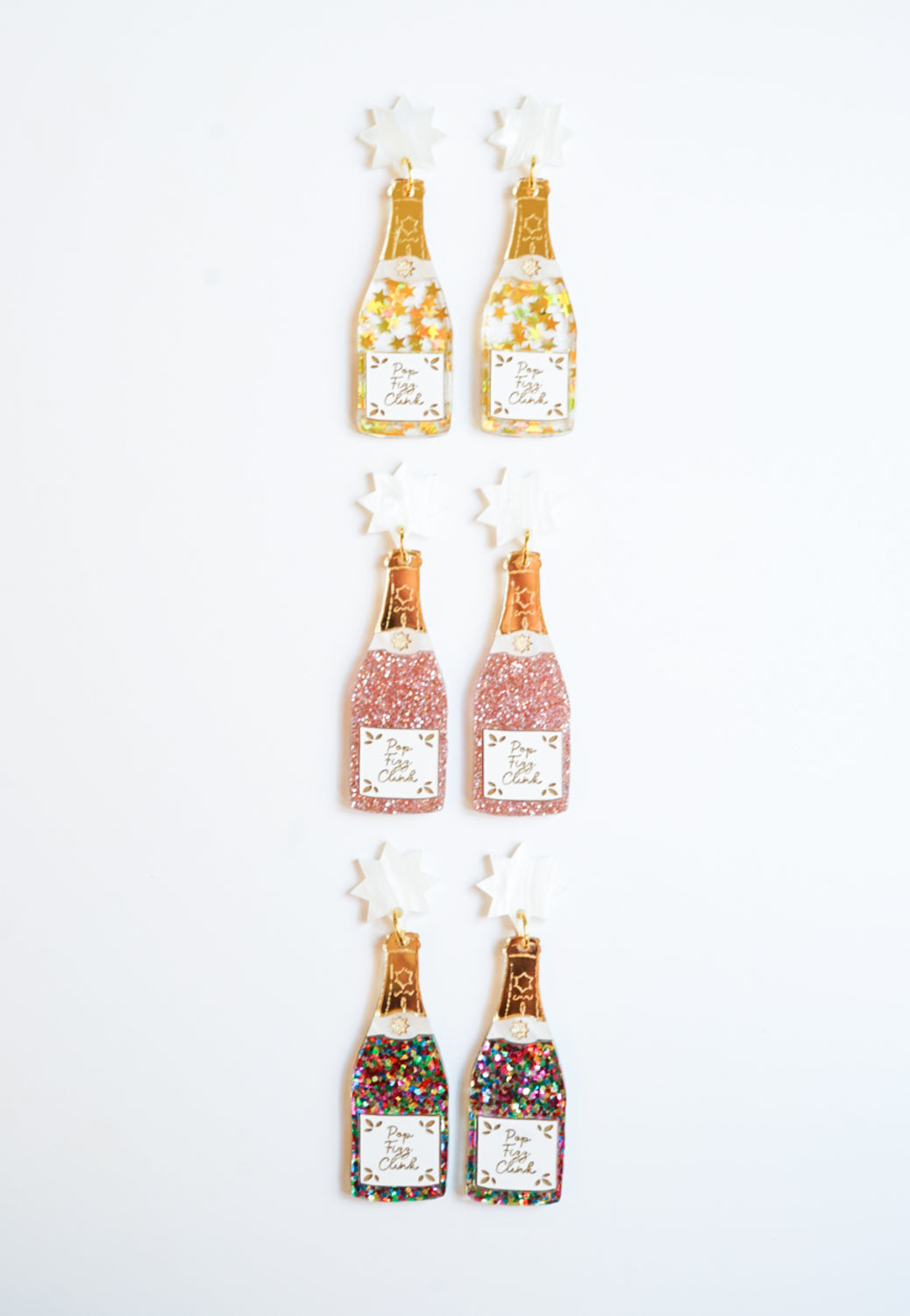 Pop Fizz Clink Earrings - gold stars